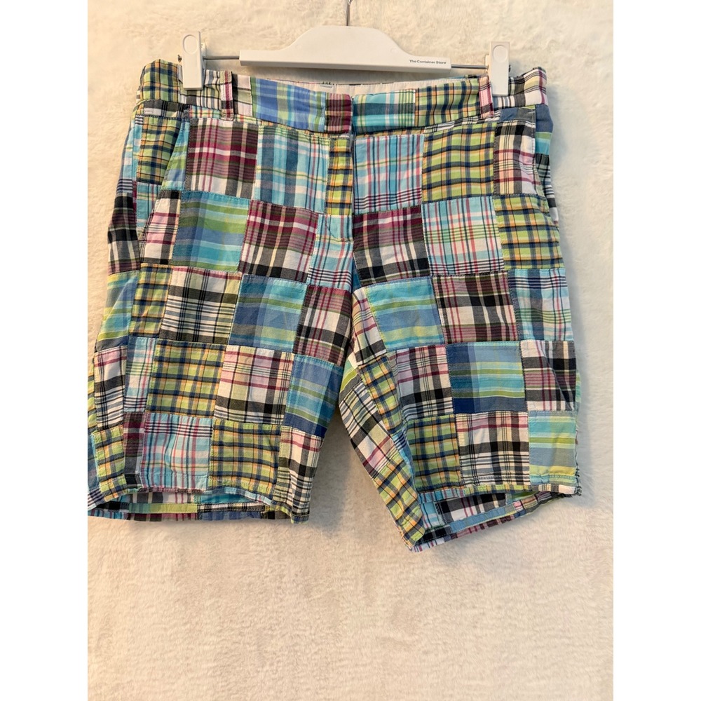 J. Crew Bermuda Shorts Womens 6 Patchwork Madras Plaid Multi-Color Preppy Cotton